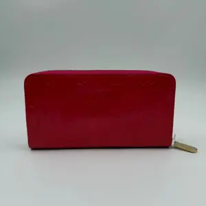 Pre-owned Louis Vuitton Vernis Monogram Small Leather Goods Vernis Zippy Wallet in Red Monogram LV44Fei