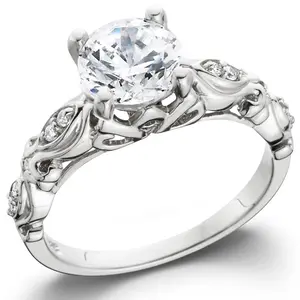 1 1/16ct Vintage Enhanced Diamond Engagement Ring 14K White Gold