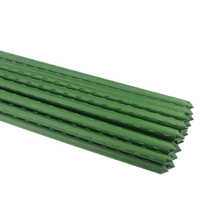 SUNNYGLADE 48" Plant Stakes Garden Tomato Sticks Durable Metal & Green Plastic Coated Supports for Potted Plants with Non-Slip Bump Design & Sharp Points for Easy Placement