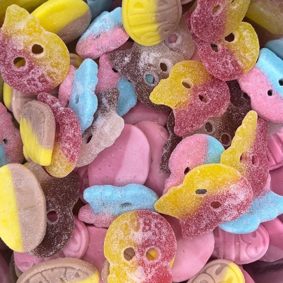 Bubs Swedish Candy 1/2 lb. Bag Sweet and Sour Bonbon Snack Oval Gummy Treats Chewy Bite Gummy Mix Jar for TikTok Trends