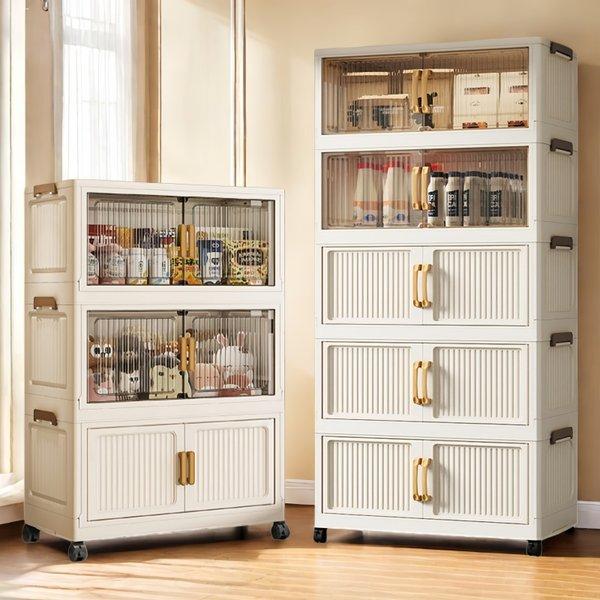 Stackable Plastic Storage Box with Lid Foldable Design with Wheels Multi Level Storage Container for Wardrobe Bathroom Home Office Dorm Space Saving Durable Stackable Plastic Storage Box with Lid Foldable Design with Wheels Multi Level Storage Container for Wardrobe Bathroom Home Office Dorm Space Saving Durable