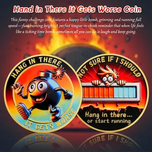 Dumpster Fire Challenge Coin, Hand in There It Gets Worse Funny Coin, Hilarious Funny Gifts for Work, Coworker Go Away Token, Inspirational Gifts for Men Women Teacher
