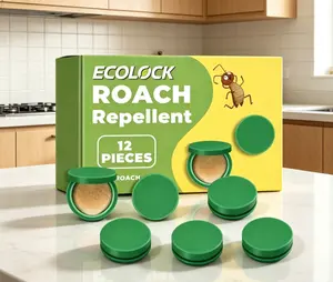 ECOLOCK Enhanced Strength Roach Trap 12Pcs Super Effective Cockroach Eliminator Discs Odor Free Pest Remover For Household Kitchen Storage Areas Safe Around Pets Kids