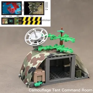 Camouflage Tent Command Room Military Special Forces Building Blocks, Special Ops Weapon Toy, Assembly Model