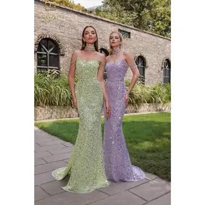 TERANI 251P4329 Slim Sweetheart Beaded Tulle Long Prom Dress