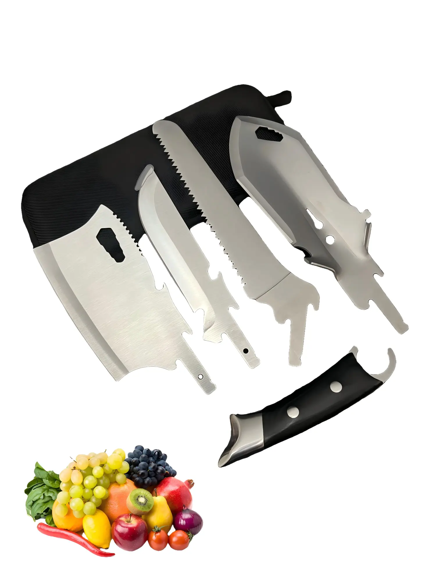 6-Piece Portable Stainless Steel Camping Kitchen Cookware Set - Outdoor Supplies with Multifunctional Cooking Tools, Cutting Tools, Stainless Steel Utensils & Camping Equipment