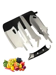 Portable 6-Piece Camping Stainless Steel Kitchen Cookware Set Multifunctional Tools for Outdoor Cooking and Cutting Ideal for Camping Trips Cutlery Utensil Sets