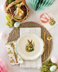 Vintage Easter Bunny Paper Plates