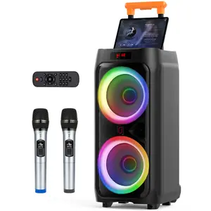 T9 Karaoke Machine with 2 Wireless Microphones for Adults,8" Big Bluetooth Party Speaker with 500W Peak Power