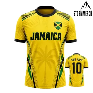 STORMMECH - Personalized Jamaica 2026 Soccer Jersey, Custom Name Number Football Jersey, V-Neck Jamaica Flag Game Day Shirt, Sun Graphic Fan Jersey, Great Gift for Players and Fans, Soccer Lover Outfit Idea