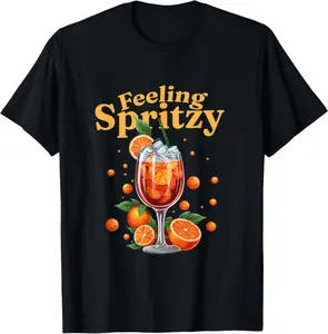 Feeling Spritzy Cocktail Spritz Summer Drink Party Men Women Summer Casual Shortsleeve Cotton T-Shirt
