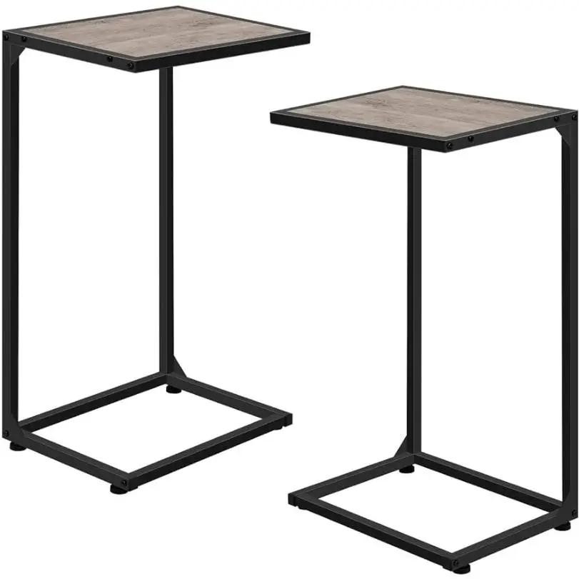 2 Packs Nightstand, End Table with Charging Stand, 2-Tier Side Table with Drawers and Storage Shelves, Rustic Nightstand for Bedroom, Living Room