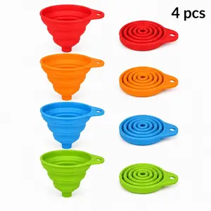 Collapsible Silicone Kitchen Funnel Set, Food Grade Kitchenware for Water Bottle Filling-Liquid Transfer Essential Sports & Outdoor Fitness Tools