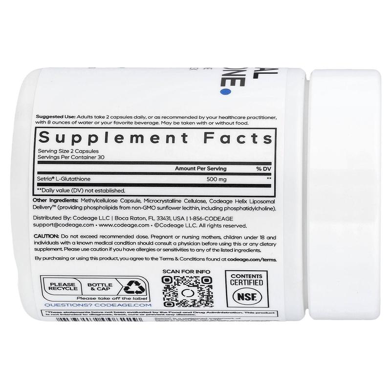 Codeage Liposomal, Glutathione, 60 Vegetable Capsules