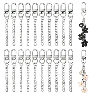 Set of 60 Keychain Crafting Supplies Including Swivel Snap Hooks, Lobster Claw Clasps, And Extender Chains in Silvery Metal, Perfect for Jewelry And Keychain Projects, As Well As Bag Additions
