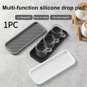 Rectangular Striped Silicone Sink Protector Mat, Multifunctional Storage Tray, Bathroom Kitchen Sink Guard Pad, Household Countertop Organizer
