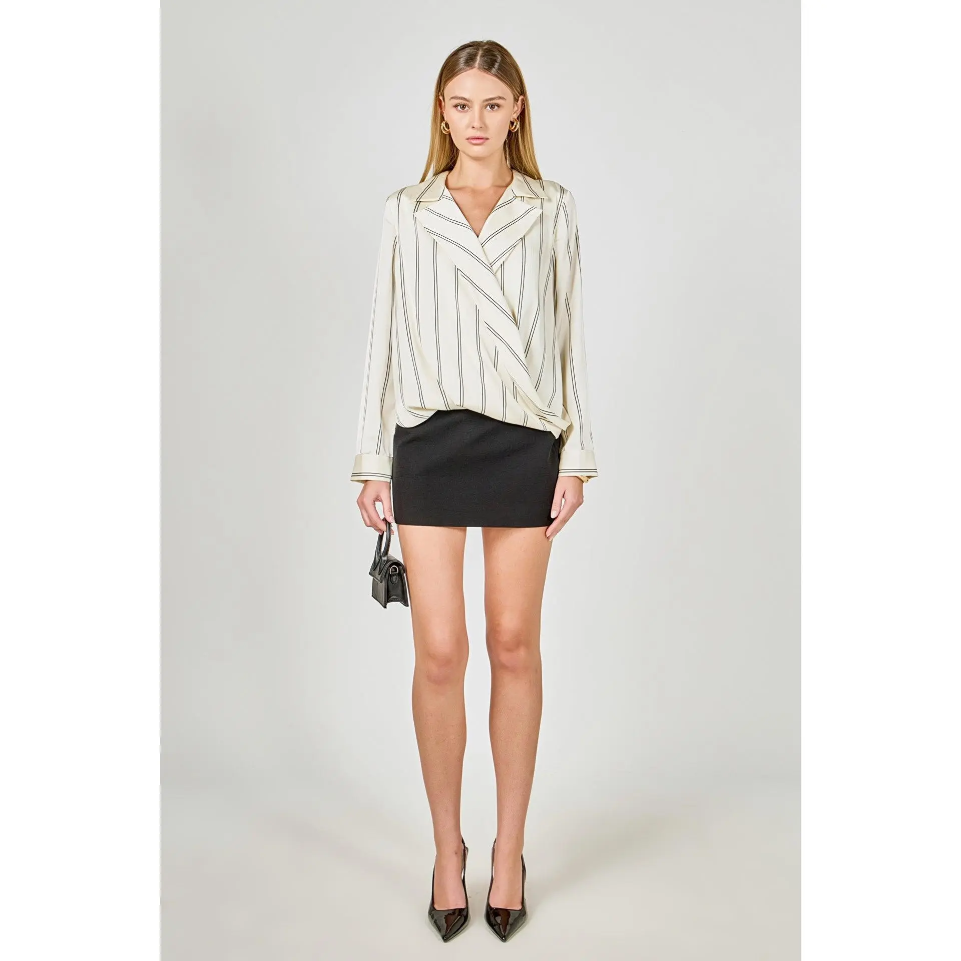 Striped Wrap Blouse