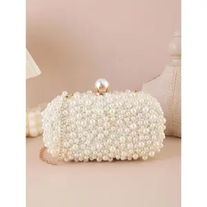 Mini Reversible Faux Pearl Beaded Clutch Bag Handbag With Shoulder Strap Perfect For Party Wedding Prom Dinner Banquet Matching With Holiday Party Dress Evening Dress & Sequin Dress New Style Handbag