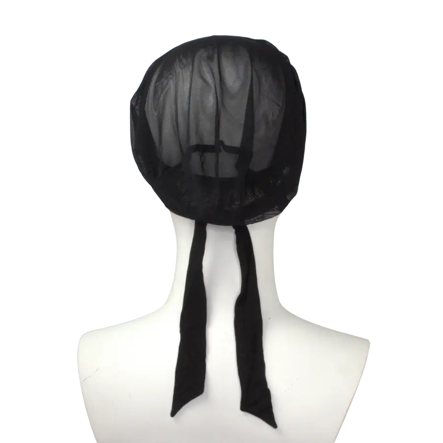 Tie Back Airy Mesh Hijab Caps - Black