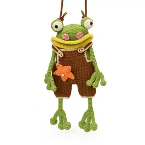 New Handmade CrochetBig Mouth Frog Crossbody Bag 2025 CasualVersatile Phone Bag Overalls Ugly CuteShoulder Bag for Everyday Use