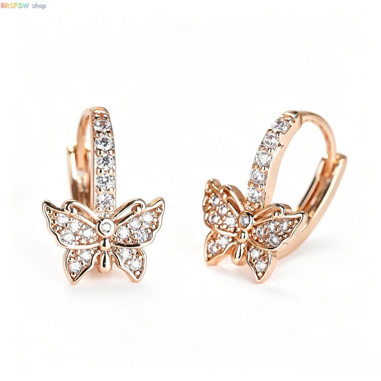 Women's Exquisite Copper Butterfly Stud Earrings with Micro-Set Cubic Zirconia - Lightweight, Sparkling Cute Accessories for Everyday Wear, Sports & Outdoor Clothing Complementary Accessories