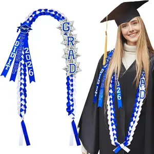 63'' Graduation Ribbon Lei Necklace Class of 2026, Handmade Double Braided Money Lei with Tassel Graduation Gifts