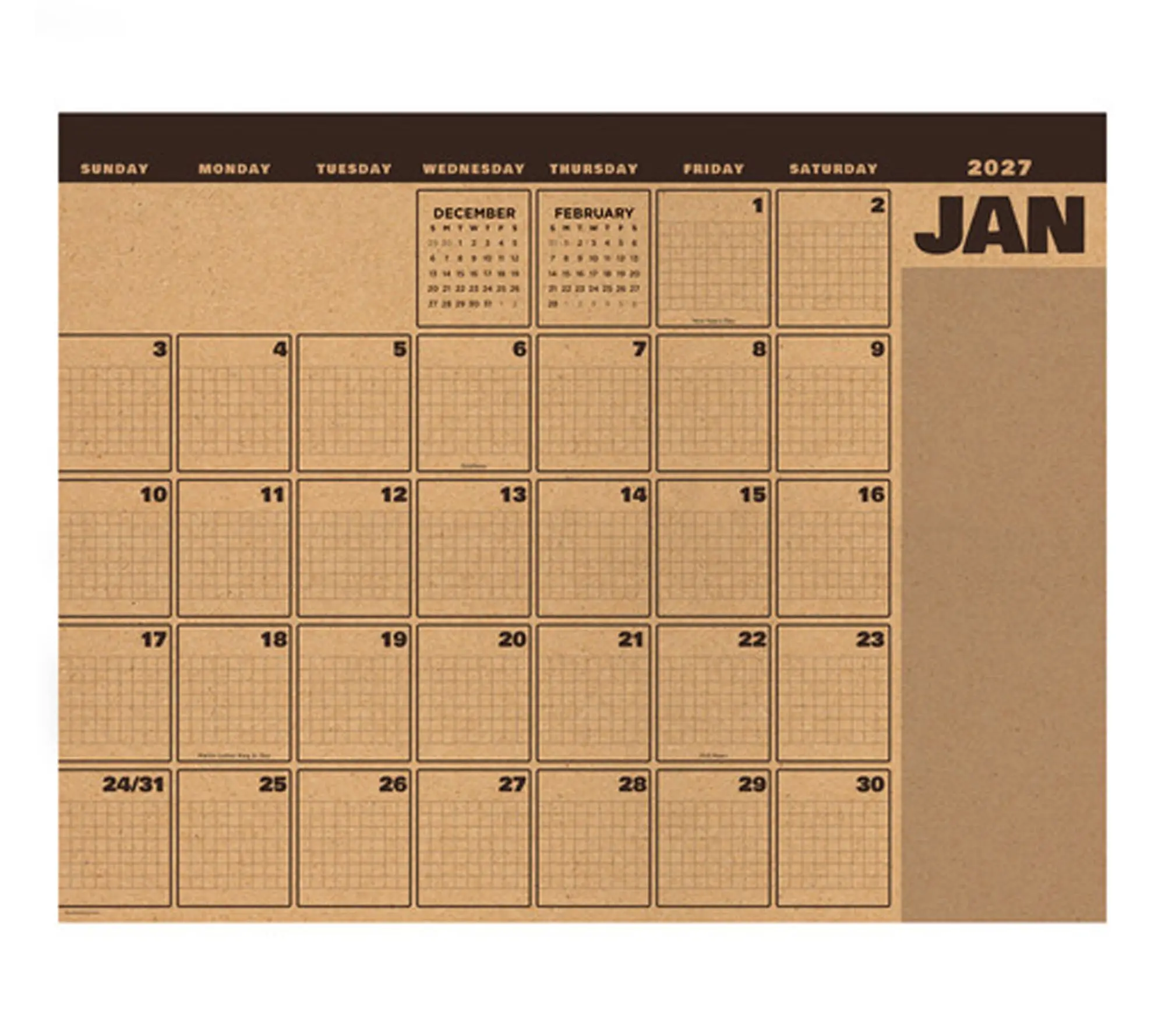2027 Trail + Timber Large Desk Pad Monthly Blotter Calendar