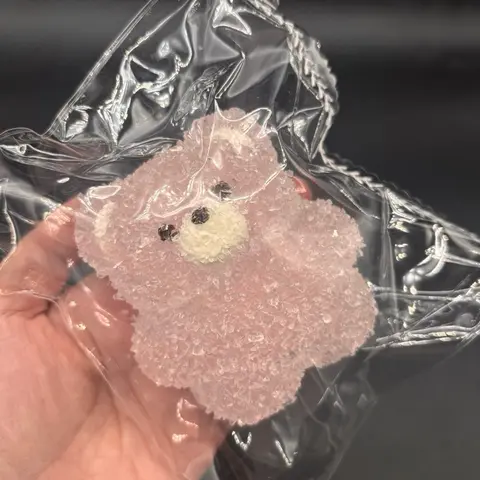 Sugar pieces may fall off. Crunchy sugar coated clear gummy bear taba squishy（Please Read Before Purchase: Decorative Sugar May Fall Off）