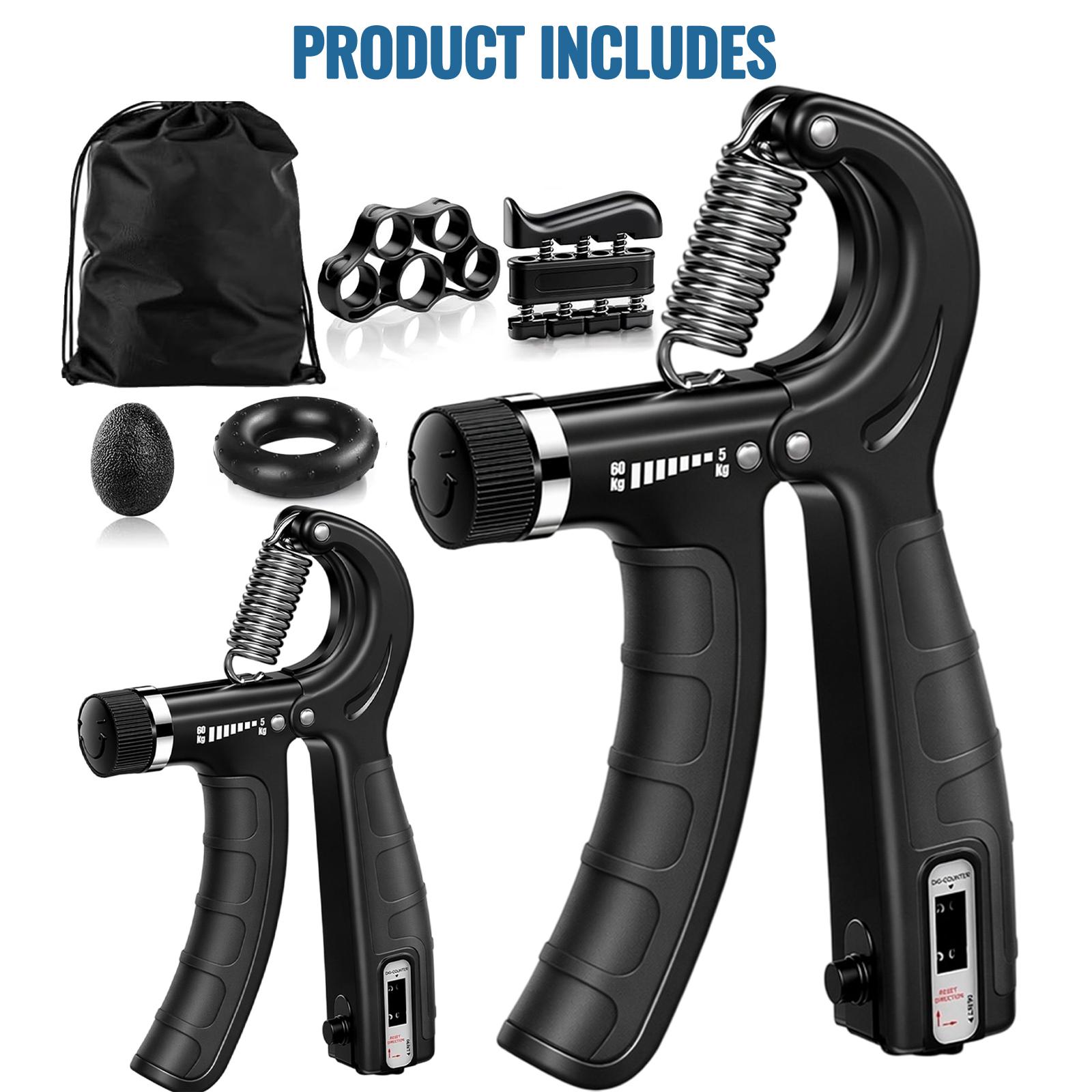 Professional 5-in-1 Hand Grips & Strength Training Accessory Kit for Athletes, Complete Set for Forearm Workouts with Adjustable Gripper and Finger Exerciser, Hand Grips For Strength Training, Exercise Fitness Equipment