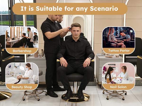 Hydraulic Salon Chair 360° Swivel - Professional Barber Stylist Chair with Pump, Retro Heavy Duty Barber Chair,Non-Tilting Hairdressing Chair for Salon Tattoo Spa, Black Gold Stylist Equipment (Single Pack)