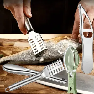 4PCS Stainless Steel Fish Scale Remover Fish Scale Remover Fish Killing Tool Fish Intestine Scraper Brush Fish Killing Knife Kitchen Cooking Tool Kitchen Small Tool Perfect For Cooking And Catering,Tableware
