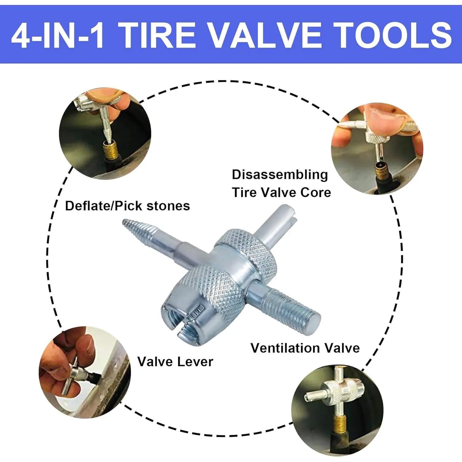 Quick Change Tire Valve Tool Kit 23PCS Universal Tire Valve Stem Core Replacement Tool with TR413 TR414 Rubber Valves for Car Truck ATV Motorcycle RV Tire Repair Accessories Must Have Gadgets Set traeger