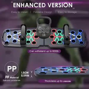 Multi-Functional Folding Push Up Board with Adjustable Resistance Levels - Ergonomic Home Gym Equipment for Strength Training, Core Workouts & Full-Body Fitness - Portable Design, Black