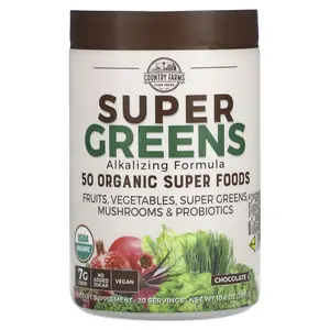 Country Farms Super Greens, Alkalizing Formula, Chocolate, 10.6 oz (300 g)