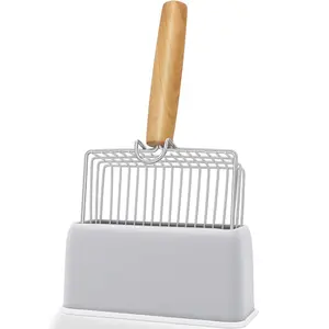 Lovely Caves Stainless Steel Cat Litter Scoop with Holder, Large