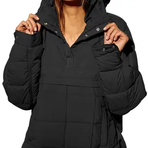 Women's Super Large Cap Down Jacket Quilted Lightweight Winter Warmth Hoodie with Pads Hoodie Coat