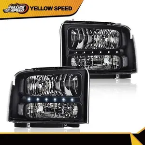Clear Lens Black Housing Headlights Lamp Fit For 05-07 F250 F350 F450 Super Duty
