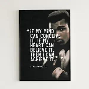 Muhammad Ali Quote Print Boxing Wall Art, Motivational Sports Poster, Champion Mindset Decor, Inspirational Printable for Home Gym Office Gift