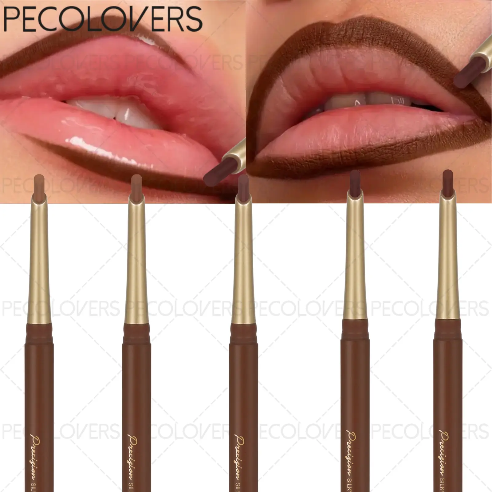 1Pc Long-Wear Lip Liner Pen - Non-Smudge Lip Beauty, Natural Look For Daily & Party, Nude And Brown, Lip Cosmetic