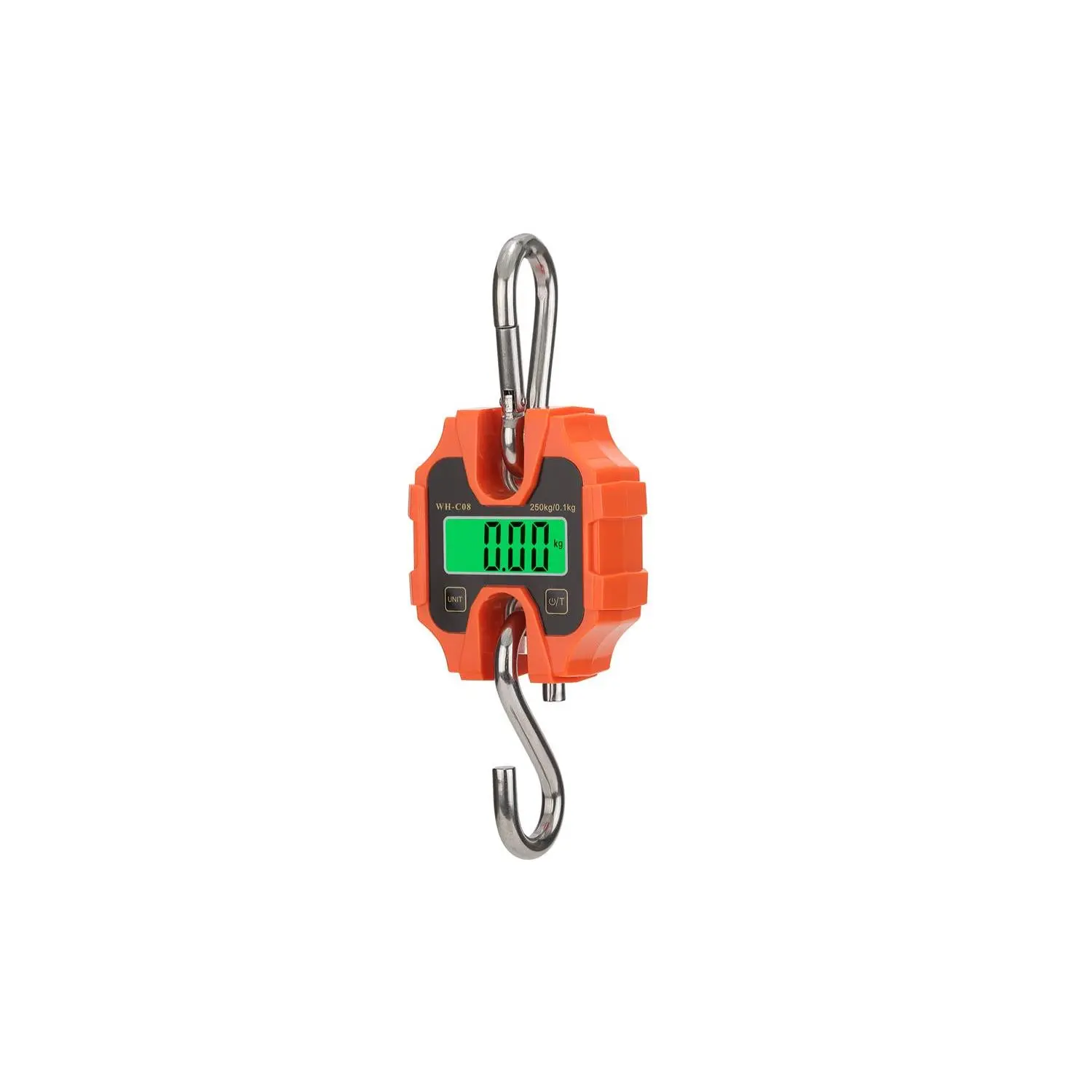 Industrial Portable Digital Crane Scale - ABS Plastic & Stainless Steel, 250kg/500lb Heavy-Duty, 0.2kg/0.4lb Precision, 51x20mm Backlight LCD Display, Auto 0 Resetting, Orange, for Farm & Fishing Use (Tools & Hardware, Hand Tools, Industrial Scales)