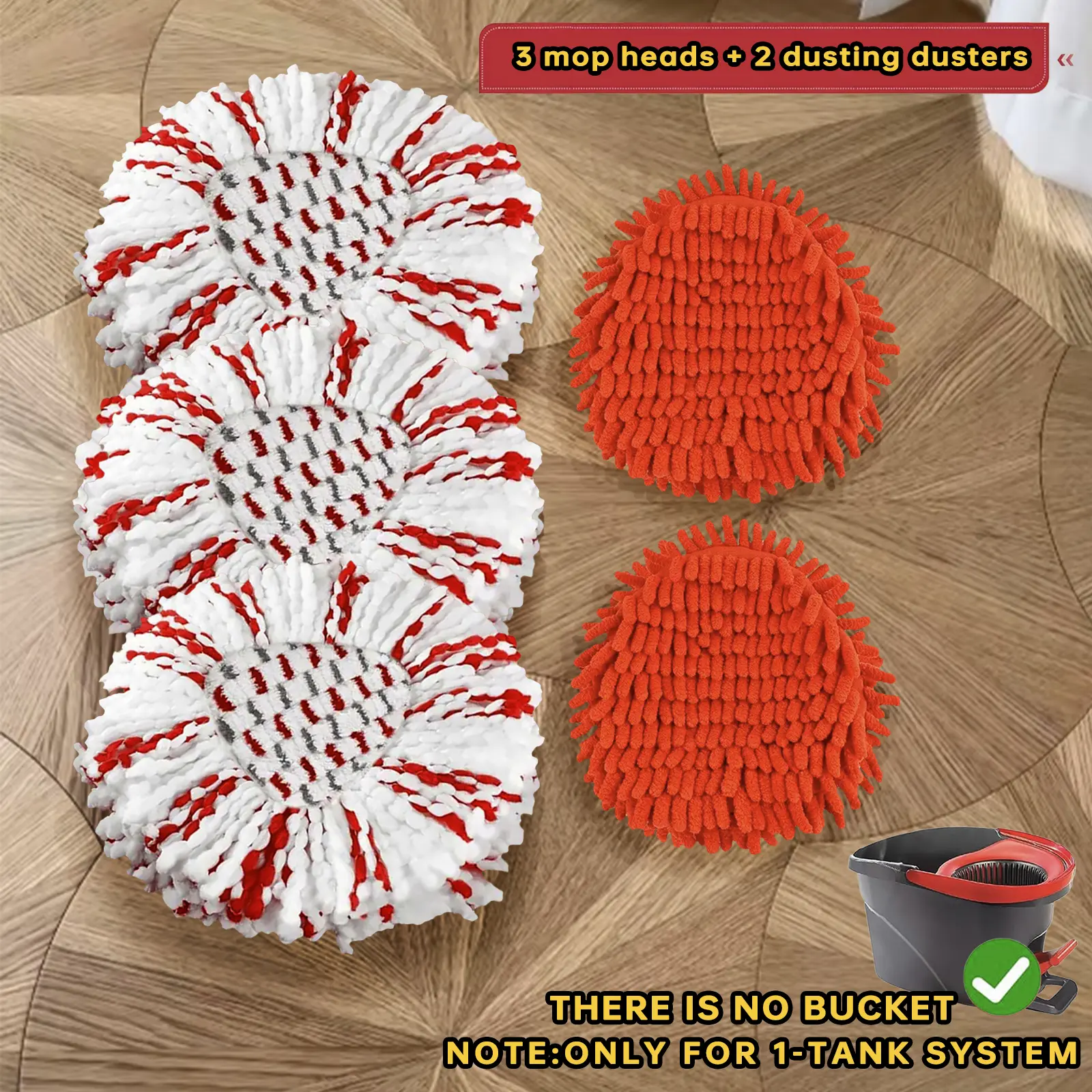 5-Piece 2-in-1 Upgraded Cleaning Tool Mops Kit - Ultra-soft Fine Fiber Ceiling Duster for High-altitude Surfaces, Absorbent Spinning Mop Head for Hardwood-Tile Floors, Lightweight Home Care Tool, 5 Pieces