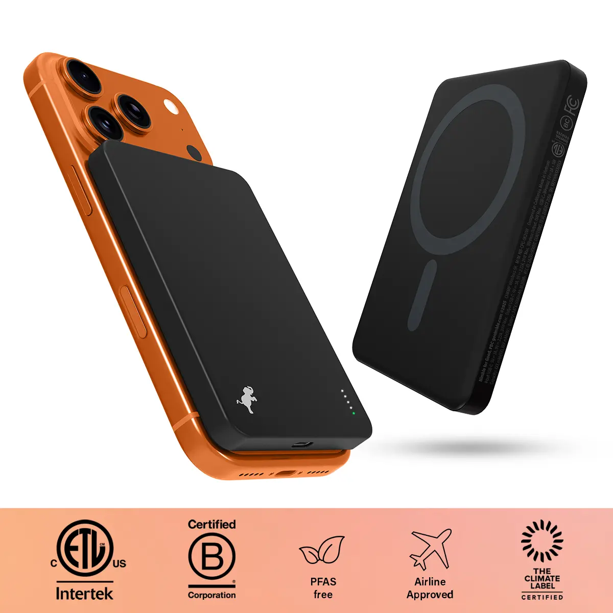 Nimble CHAMP Wireless 5K Magnetic Portable Charger - Ultra Thin Wireless Charger - No PFAS Or Phthalates - Fast 15W Wireless Charging - Airline Approved