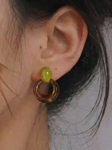A Pair of Circular Maillard Retro Earrings Bold, Vintage-Inspired, and Niche-Style Accessories