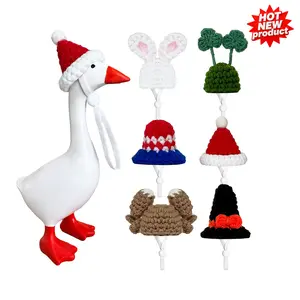 6 Pcs Holiday Desk Goose Outfits 7 Inch Adjustable Hats for Mini Geese Statue Perfect for All Seasons Festive Decorations