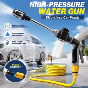 2-in-1 Car Wash Foam Gun & High Pressure Hose Nozzle, Foam Cannon for Hose with Adjustable Spray Nozzle, Water Pressure Gun, Garden Hose Foam Cannon, Pressure Washer Accessories