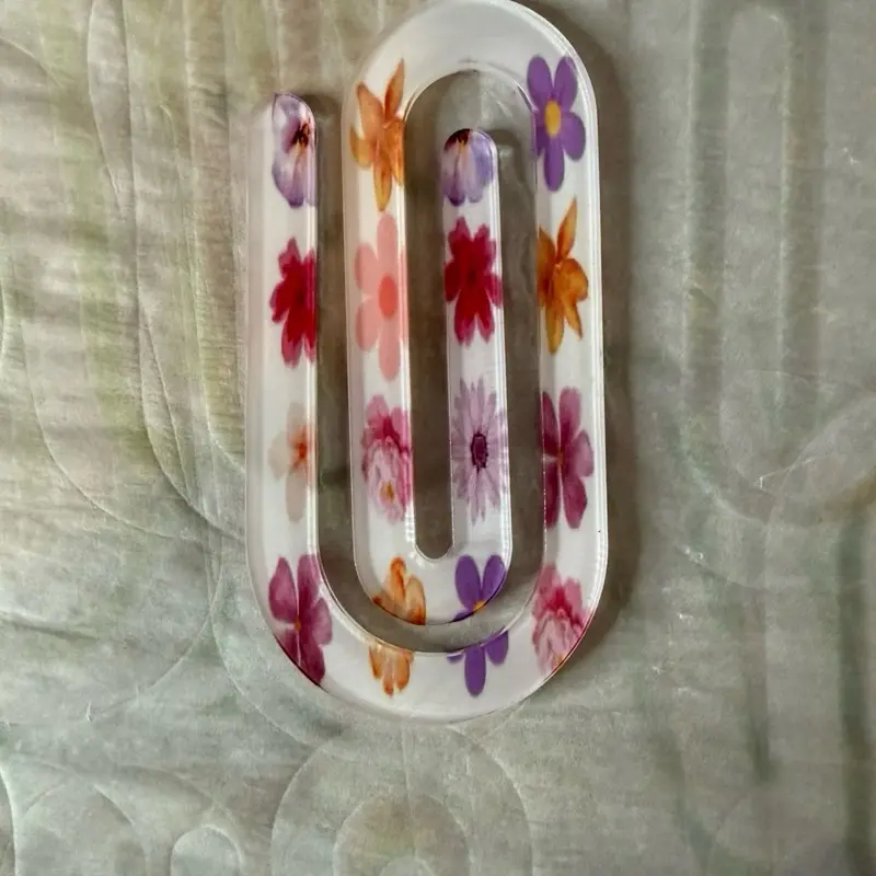 Jumbo Paperclip Bookmark-Flowers
