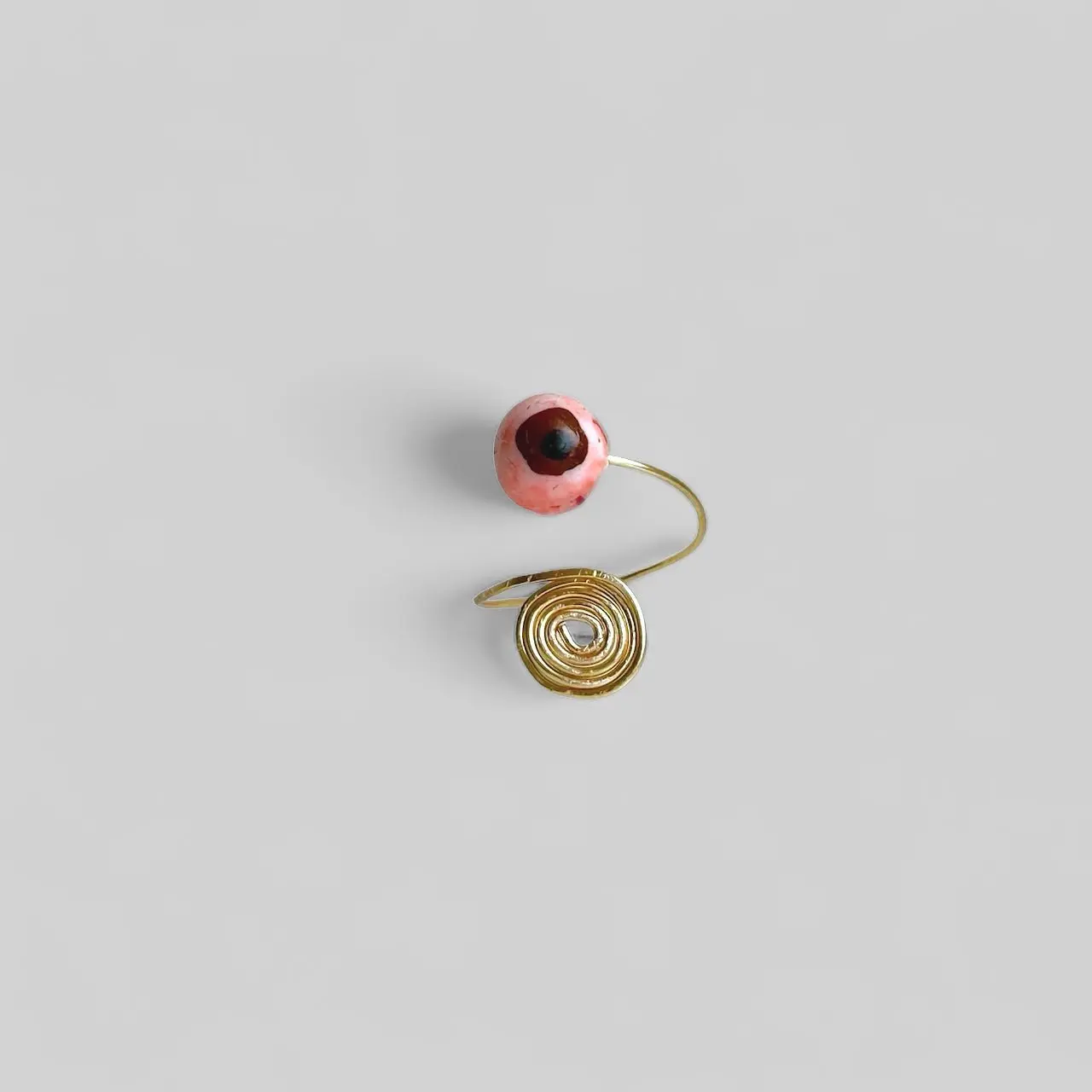 Eyeball Ring - Unique Design Featuring a Pink Eye Design, Elegant Metallic Finish