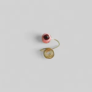 Eyeball Ring - Unique Design Featuring a Pink Eye Design, Elegant Metallic Finish