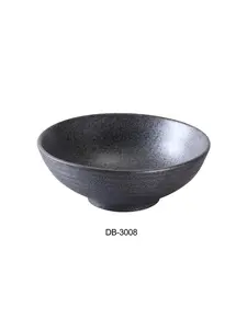 Yanco DB-3008 Diamond Black Collection Matte Glaze Noodle Bowl (8 in, 3 in Height, 36 oz) - Pack of 12, Kitchen Tableware