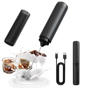 Rechargeable Milk Frother Hanheld, Dual Spring Whisk Electric Coffee Frother, Portable Hand Frother Wand Drink Mixer for Matcha Lattes Cappuccino, Kitchen Gifts, Black
